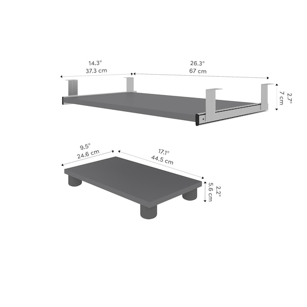 Prestige + 27W Keyboard Tray And CPU Stand, Slate